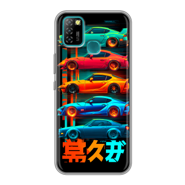 Силиконовый противоударный чехол на Infinix Hot 10 Lite с принтом машины тачки