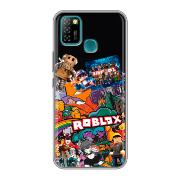 Силиконовый противоударный чехол на Infinix Hot 10 Lite с принтом Roblox Роблокс Силиконовый противоударный чехол на Infinix Hot 10 Lite с принтом Roblox Роблокс