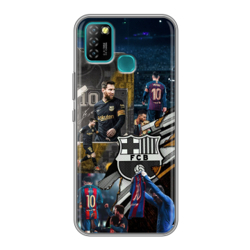 Силиконовый противоударный чехол на Infinix Hot 10 Lite с принтом Messi Barcelona Силиконовый противоударный чехол на Infinix Hot 10 Lite с принтом Messi Barcelona