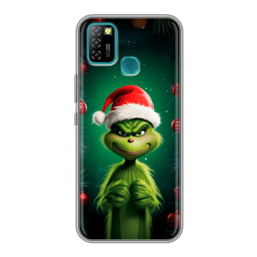 Силиконовый противоударный чехол на Infinix Hot 10 Lite с принтом Гринч Новый год Рождество
