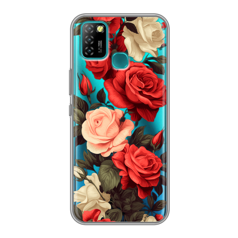 Силиконовый противоударный чехол на Infinix Hot 10 Lite с принтом Розы Силиконовый противоударный чехол на Infinix Hot 10 Lite с принтом Розы