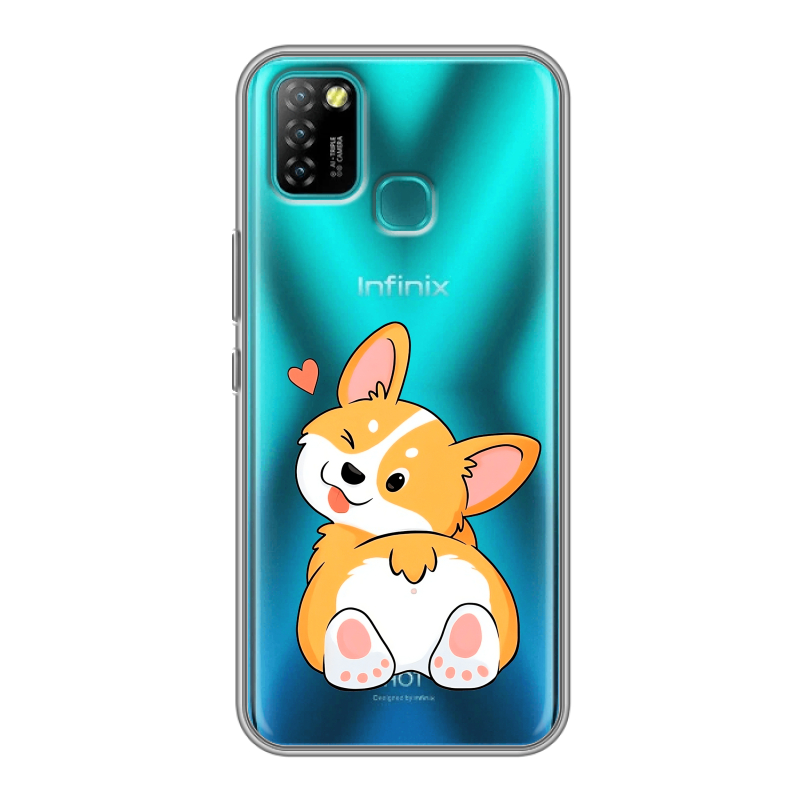 Силиконовый противоударный чехол на Infinix Hot 10 Lite с принтом Корги Силиконовый противоударный чехол на Infinix Hot 10 Lite с принтом Корги