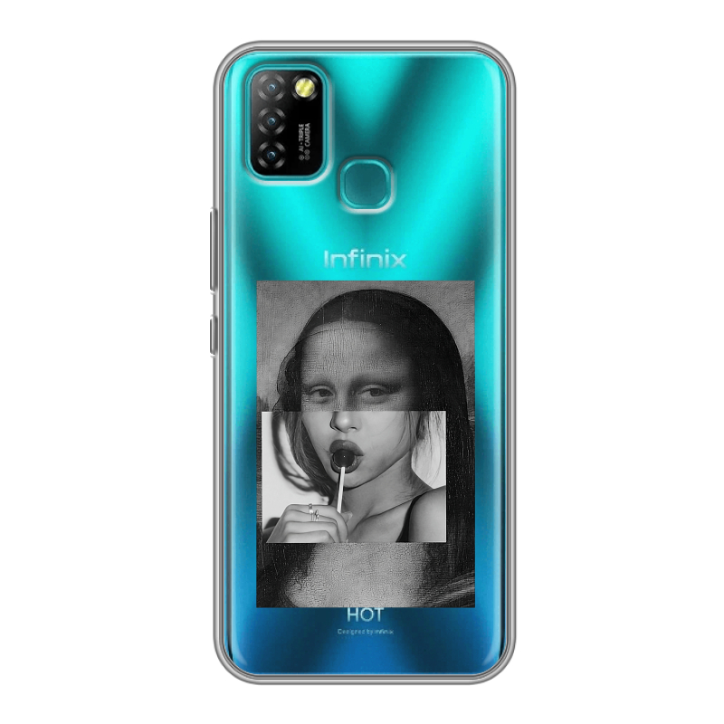 Силиконовый противоударный чехол на Infinix Hot 10 Lite с принтом Мона Лиза Силиконовый противоударный чехол на Infinix Hot 10 Lite с принтом Мона Лиза