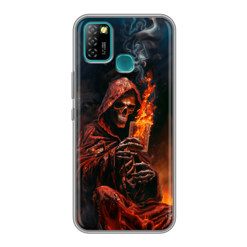 Силиконовый противоударный чехол на Infinix Hot 10 Lite с принтом Скелет и карты Силиконовый противоударный чехол на Infinix Hot 10 Lite с принтом Скелет и карты