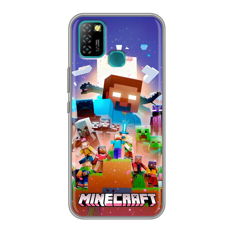 Силиконовый противоударный чехол на Infinix Hot 10 Lite с принтом Майнкрафт Minecraft Силиконовый противоударный чехол на Infinix Hot 10 Lite с принтом Майнкрафт Minecraft