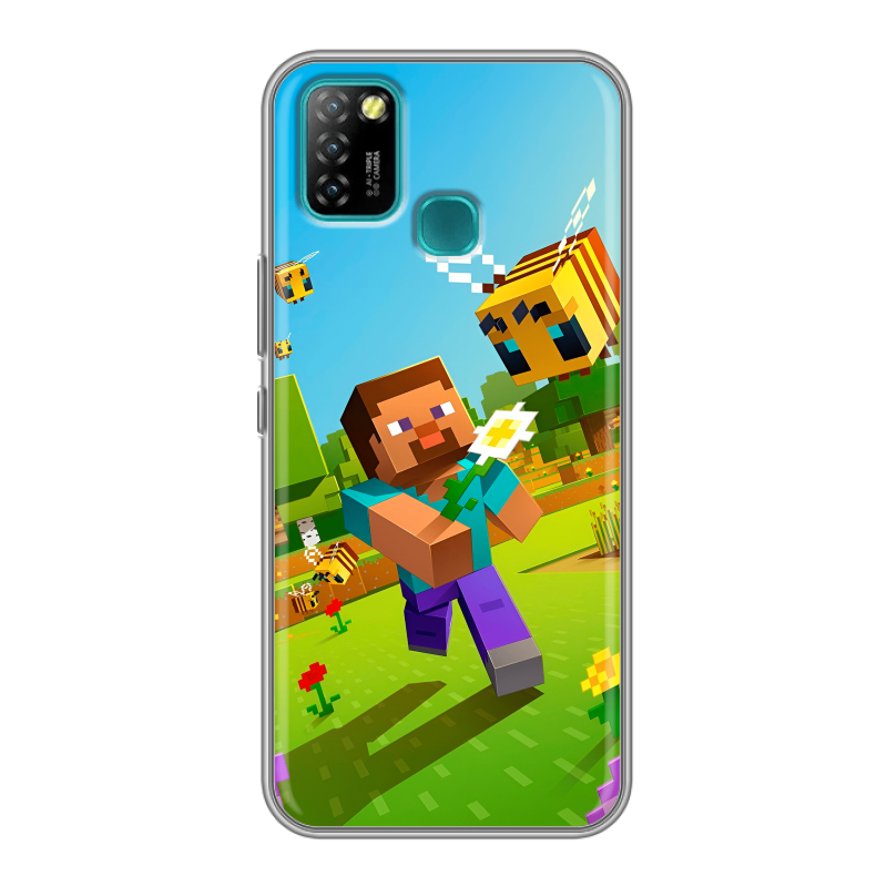 Силиконовый противоударный чехол на Infinix Hot 10 Lite с принтом Майнкрафт Minecraft Силиконовый противоударный чехол на Infinix Hot 10 Lite с принтом Майнкрафт Minecraft