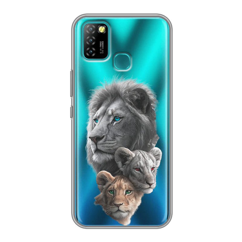 Силиконовый противоударный чехол на Infinix Hot 10 Lite с принтом Львы Силиконовый противоударный чехол на Infinix Hot 10 Lite с принтом Львы