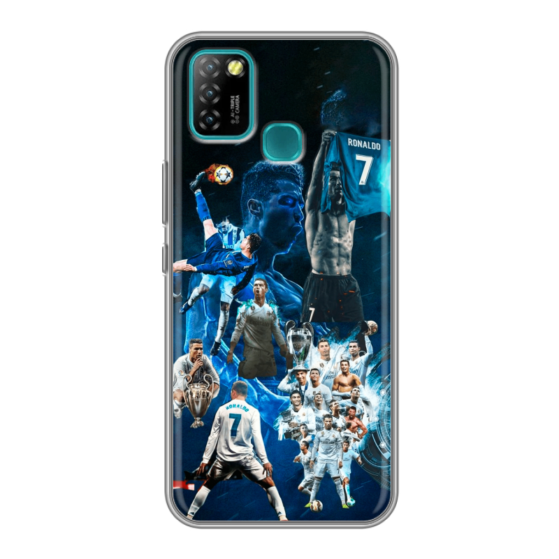 Силиконовый противоударный чехол на Infinix Hot 10 Lite с принтом Реал Роналдо Силиконовый противоударный чехол на Infinix Hot 10 Lite с принтом Реал Роналдо