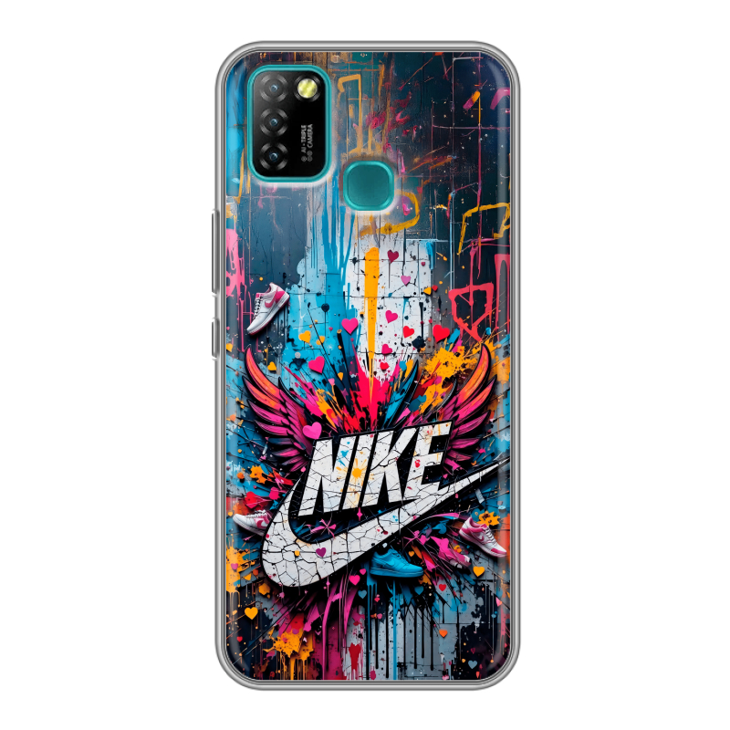 Силиконовый противоударный чехол на Infinix Hot 10 Lite с принтом Nike Найк Силиконовый противоударный чехол на Infinix Hot 10 Lite с принтом Nike Найк