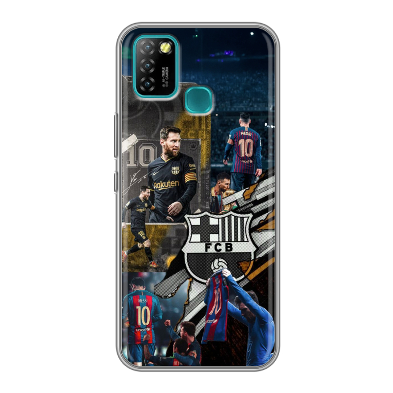 Силиконовый противоударный чехол на Infinix Hot 10 Lite с принтом Messi Barcelona Силиконовый противоударный чехол на Infinix Hot 10 Lite с принтом Messi Barcelona