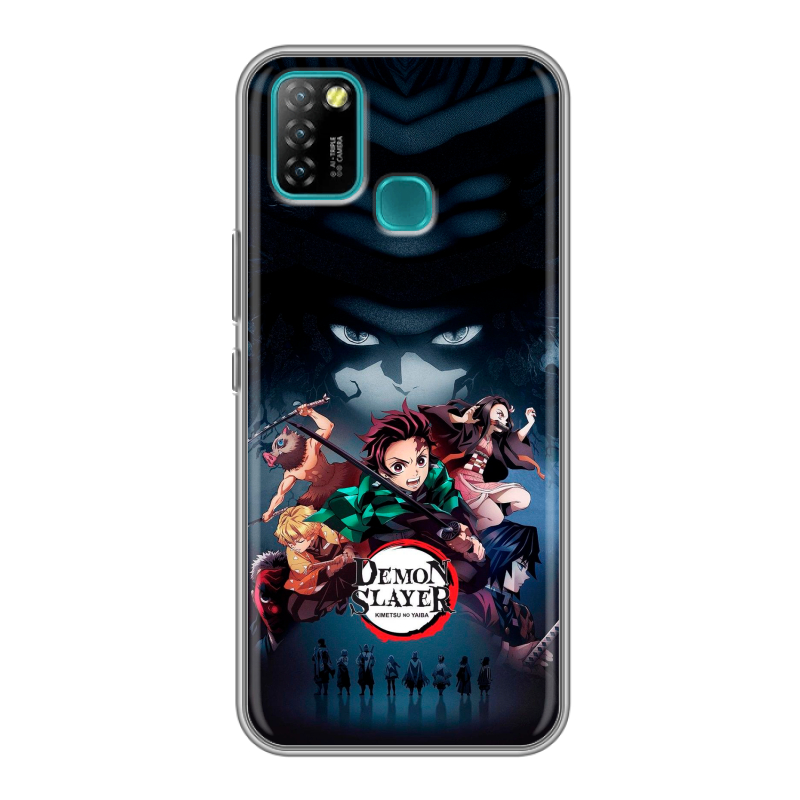 Силиконовый противоударный чехол на Infinix Hot 10 Lite с принтом Demon Slayer Клинок рассекающий демонов Силиконовый противоударный чехол на Infinix Hot 10 Lite с принтом Demon Slayer Клинок рассекающий демонов