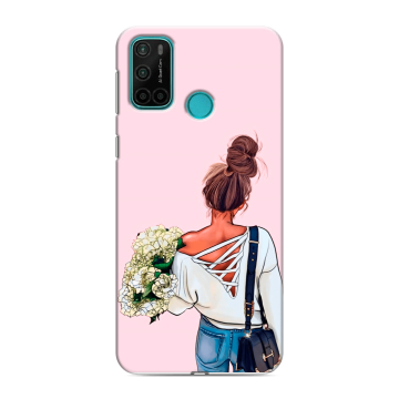 Силиконовый чехол на Vsmart Joy 4 с принтом Девушка и букет