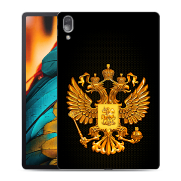Силиконовый чехол на Lenovo Tab P11 Pro с принтом Герб России желтый