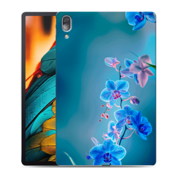 Силиконовый чехол на Lenovo Tab P11 Pro с принтом Голубые цветы