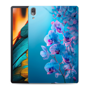 Силиконовый чехол на Lenovo Tab P11 Pro с принтом голубые орхидеи
