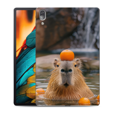 Силиконовый чехол на Lenovo Tab P11 Pro с принтом Капибара с апельсином