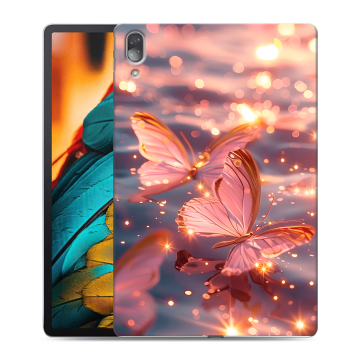 Силиконовый чехол на Lenovo Tab P11 Pro с принтом бабочки розовые
