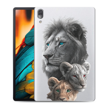 Силиконовый чехол на Lenovo Tab P11 Pro с принтом Львы