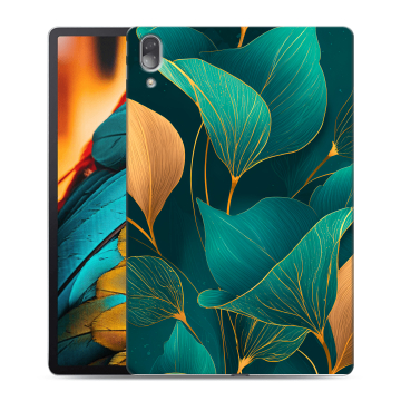 Силиконовый чехол на Lenovo Tab P11 Pro с принтом Листья и золото