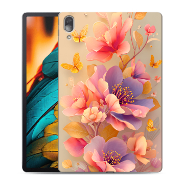 Силиконовый чехол на Lenovo Tab P11 Pro с принтом Цветы и бабочки
