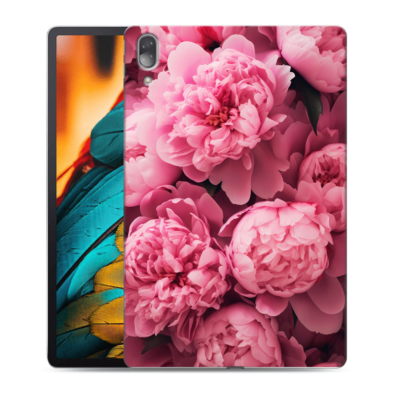 Силиконовый чехол на Lenovo Tab P11 Pro с принтом цветы пионы Силиконовый чехол на Lenovo Tab P11 Pro с принтом цветы пионы