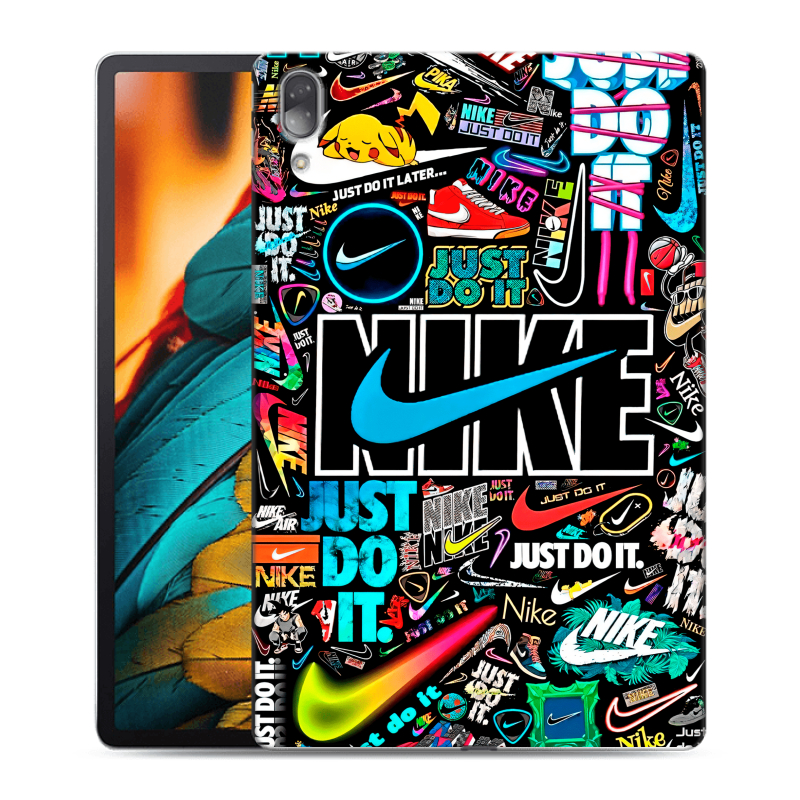 Силиконовый противоударный чехол на Lenovo Tab P11 Pro с принтом найк nike черный Силиконовый противоударный чехол на Lenovo Tab P11 Pro с принтом найк nike черный