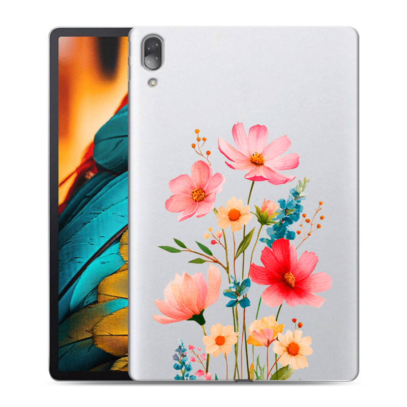 Силиконовый противоударный чехол на Lenovo Tab P11 Pro с принтом Цветы Силиконовый противоударный чехол на Lenovo Tab P11 Pro с принтом Цветы