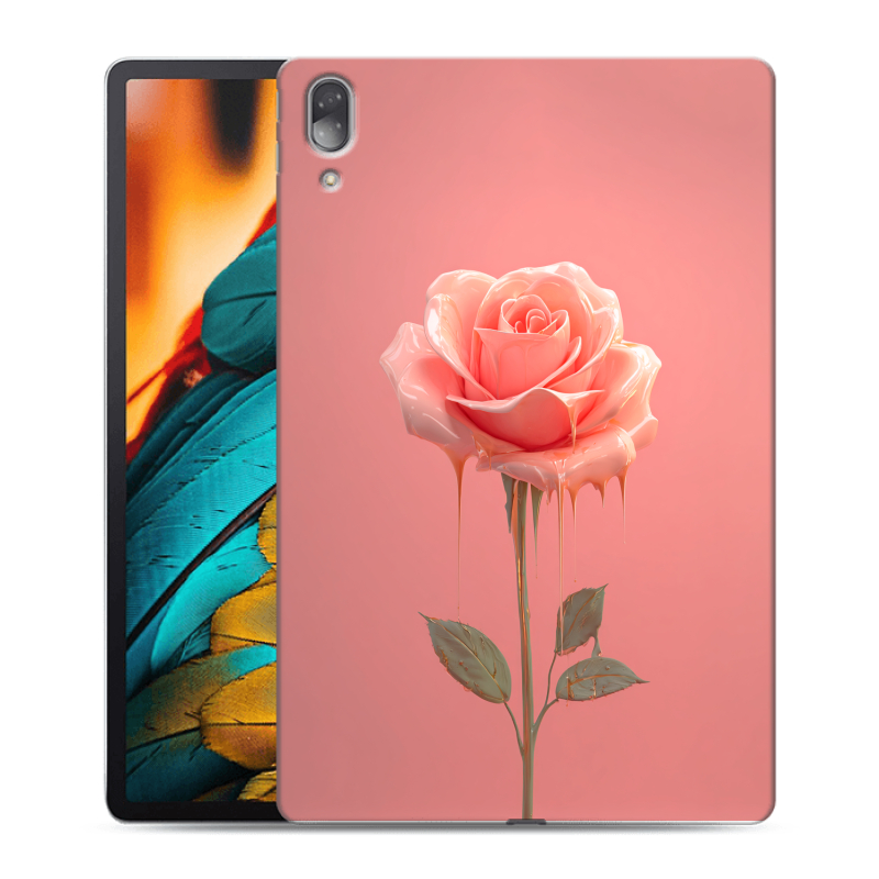 Силиконовый противоударный чехол на Lenovo Tab P11 Pro с принтом Розовая роза Силиконовый противоударный чехол на Lenovo Tab P11 Pro с принтом Розовая роза