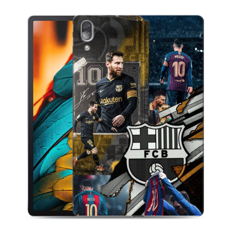 Силиконовый противоударный чехол на Lenovo Tab P11 Pro с принтом Messi Barcelona Силиконовый противоударный чехол на Lenovo Tab P11 Pro с принтом Messi Barcelona