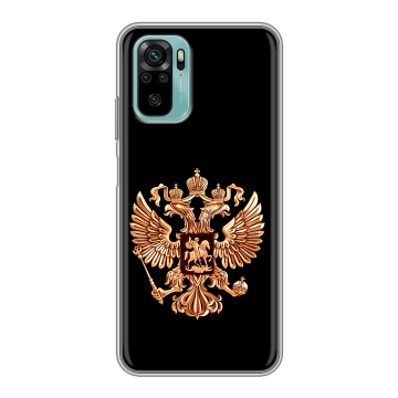Силиконовый чехол на Xiaomi RedMi Note 10 с принтом Герб России золотой