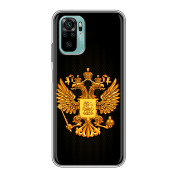 Силиконовый чехол на Xiaomi RedMi Note 10 с принтом Герб России желтый Силиконовый чехол на Xiaomi RedMi Note 10 с принтом Герб России желтый