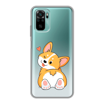 Силиконовый чехол на Xiaomi RedMi Note 10 с принтом Корги Силиконовый чехол на Xiaomi RedMi Note 10 с принтом Корги