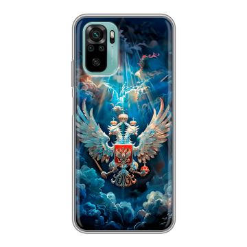 Силиконовый чехол на Xiaomi RedMi Note 10 с принтом Герб флаг России Силиконовый чехол на Xiaomi RedMi Note 10 с принтом Герб флаг России