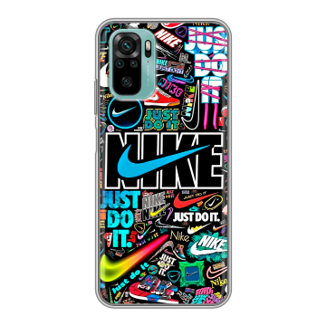 Силиконовый чехол на Xiaomi RedMi Note 10 с принтом найк nike черный