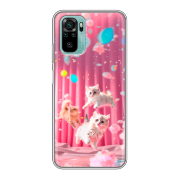 Силиконовый чехол на Xiaomi RedMi Note 10 с принтом милые котики Силиконовый чехол на Xiaomi RedMi Note 10 с принтом милые котики
