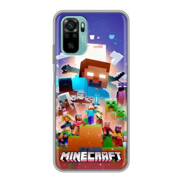 Силиконовый чехол на Xiaomi RedMi Note 10 с принтом Майнкрафт Minecraft Силиконовый чехол на Xiaomi RedMi Note 10 с принтом Майнкрафт Minecraft