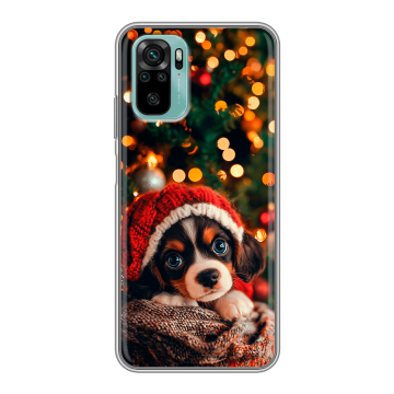 Силиконовый чехол на Xiaomi RedMi Note 10 с принтом Новый год елка щенок Силиконовый чехол на Xiaomi RedMi Note 10 с принтом Новый год елка щенок