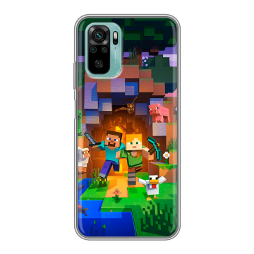 Силиконовый чехол на Xiaomi RedMi Note 10 с принтом Майнкрафт Minecraft