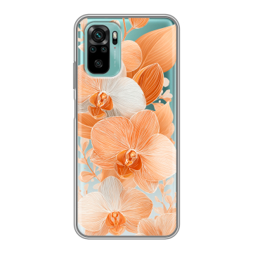 Силиконовый чехол на Xiaomi RedMi Note 10 с принтом Бежевые цветы Силиконовый чехол на Xiaomi RedMi Note 10 с принтом Бежевые цветы