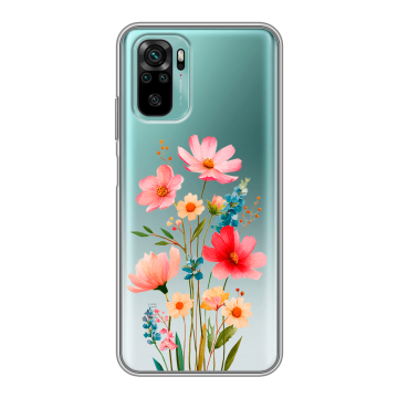 Силиконовый чехол на Xiaomi RedMi Note 10 с принтом Цветы Силиконовый чехол на Xiaomi RedMi Note 10 с принтом Цветы