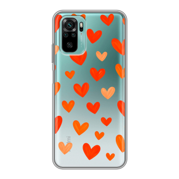 Силиконовый чехол на Xiaomi RedMi Note 10 с принтом Сердечки Силиконовый чехол на Xiaomi RedMi Note 10 с принтом Сердечки