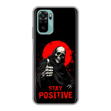 Силиконовый чехол на Xiaomi RedMi Note 10 с принтом смешной скелет Силиконовый чехол на Xiaomi RedMi Note 10 с принтом смешной скелет