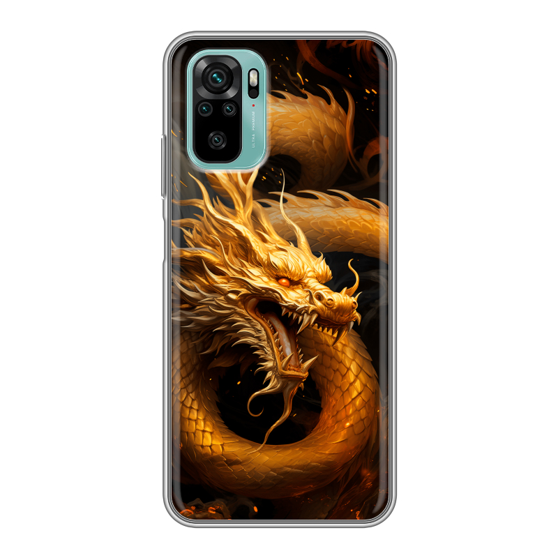 Силиконовый чехол на Xiaomi RedMi Note 10 с принтом Золотой дракон Силиконовый чехол на Xiaomi RedMi Note 10 с принтом Золотой дракон