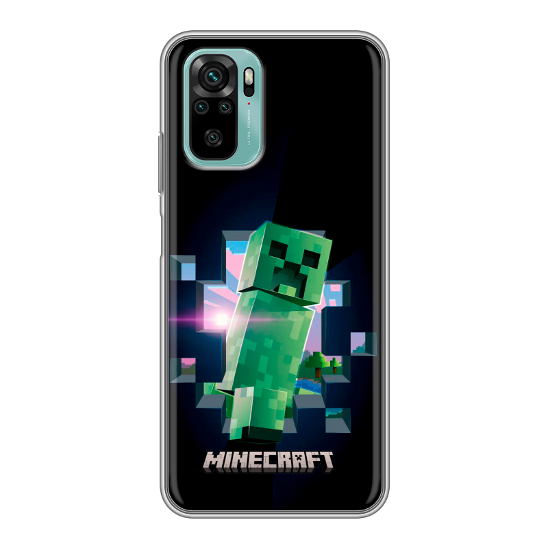 Силиконовый противоударный чехол на Xiaomi RedMi Note 10 с принтом Майнкрафт Minecraft Силиконовый противоударный чехол на Xiaomi RedMi Note 10 с принтом Майнкрафт Minecraft