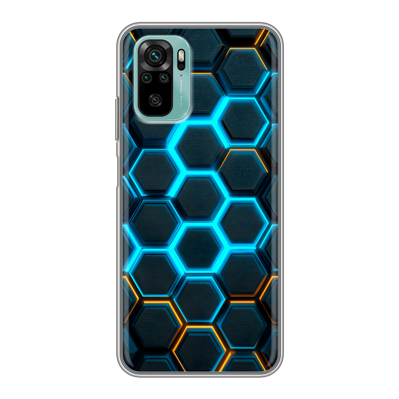 Силиконовый чехол на Xiaomi RedMi Note 10 с принтом Неоновые соты Силиконовый чехол на Xiaomi RedMi Note 10 с принтом Неоновые соты