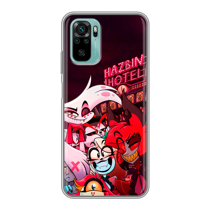 Силиконовый противоударный чехол на Xiaomi RedMi Note 10 с принтом Hazbin Hotel Отель Хазбин Силиконовый противоударный чехол на Xiaomi RedMi Note 10 с принтом Hazbin Hotel Отель Хазбин