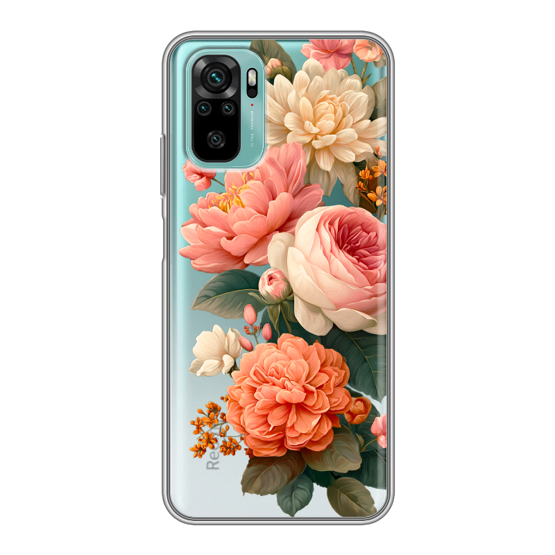 Силиконовый чехол на Xiaomi RedMi Note 10 с принтом цветы Силиконовый чехол на Xiaomi RedMi Note 10 с принтом цветы
