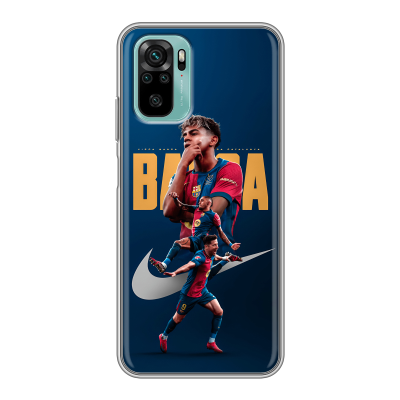 Силиконовый чехол на Xiaomi RedMi Note 10 с принтом Барселона Barca Yamal Силиконовый чехол на Xiaomi RedMi Note 10 с принтом Барселона Barca Yamal