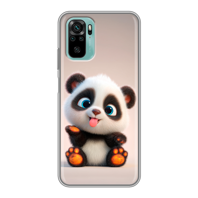Силиконовый чехол на Xiaomi RedMi Note 10 с принтом милая панда Силиконовый чехол на Xiaomi RedMi Note 10 с принтом милая панда