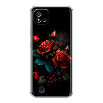 Силиконовый чехол на Realme C20 с принтом Розы красные